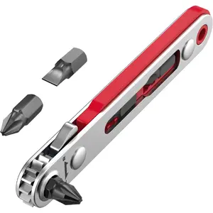 Mini Ratchet Wrench Screwdriver 1/4" Magnetic 90 Degree Right Angle Screwdriver Low Profile for Tight Spaces