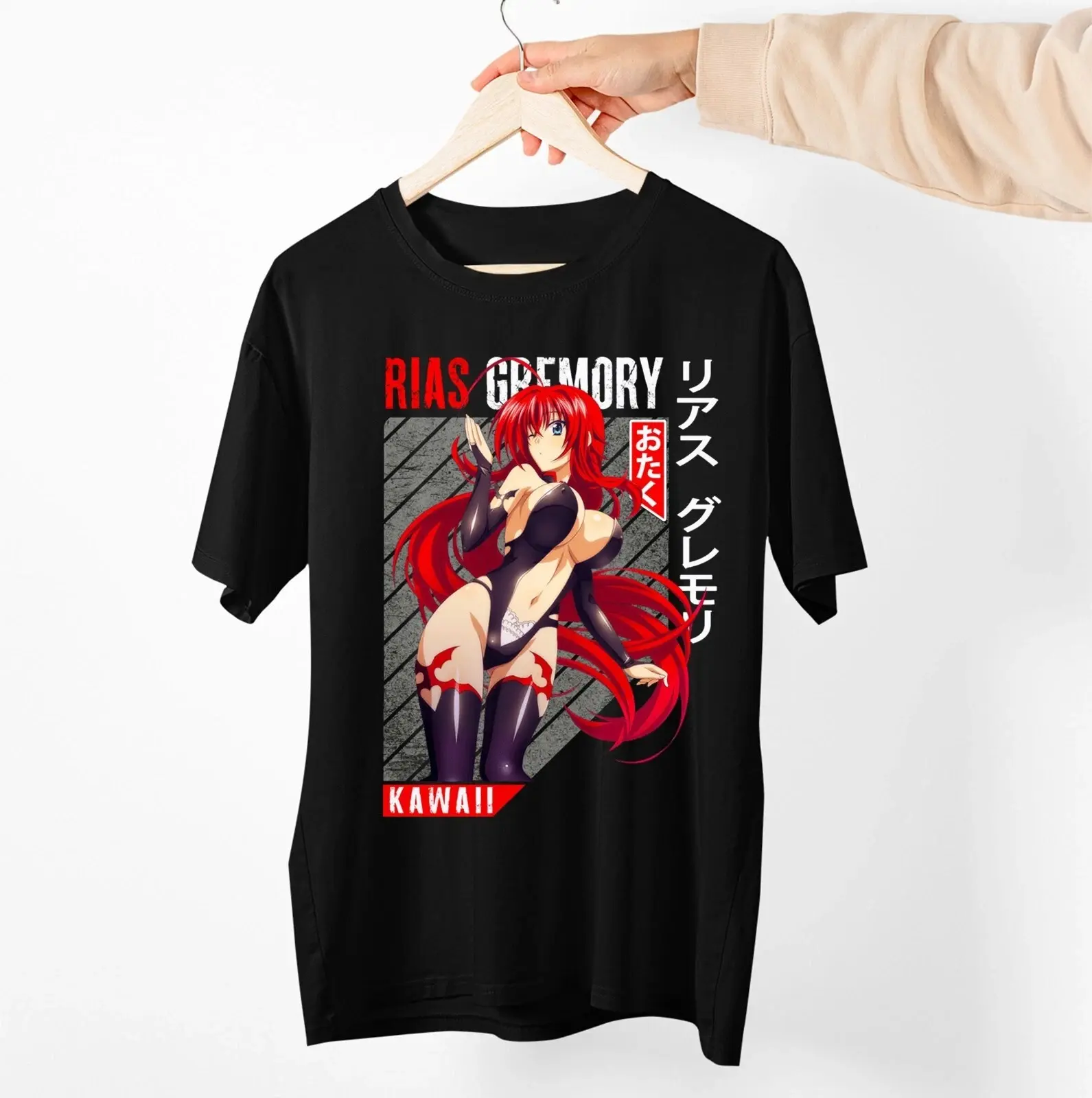 High School DxD Rias Gremory New Unisex T-shirt, Waifu Manga Graphic Tee, Japanese Aesthetic Unisex Streetwear Crewneck Short Sleeve Shirt for Men & Women