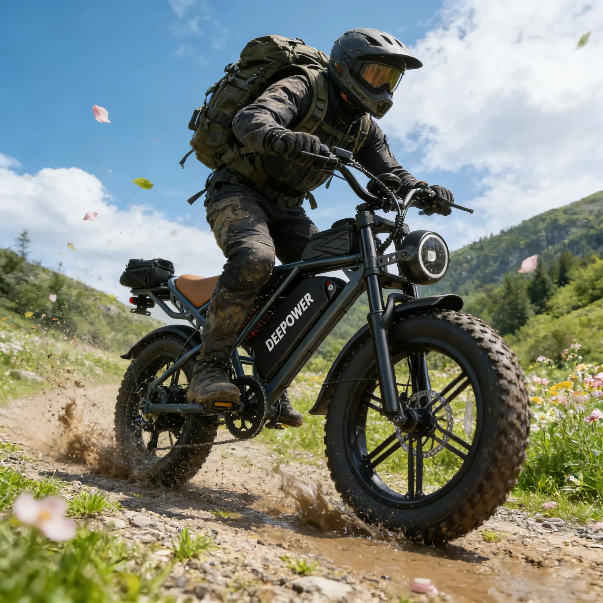 【2026 Gift & DEEPOWER Ebike】 750W  Power,160Mile Range,UL 2849 Certified, 20" All-Terrain Fat Tires, 48V 20AH 35AH 60Ah Removable Battery, Quick-Charge Battery，Electric Bike for Adults,Full Suspension Electric bike onMountains/Snow/Sandy