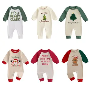 My First Christmas Baby Boy Girl Outfit Infant Long Sleeve Jumpsuit Newborn Romper Overalls Pants Fall Winter Xmas Clothes