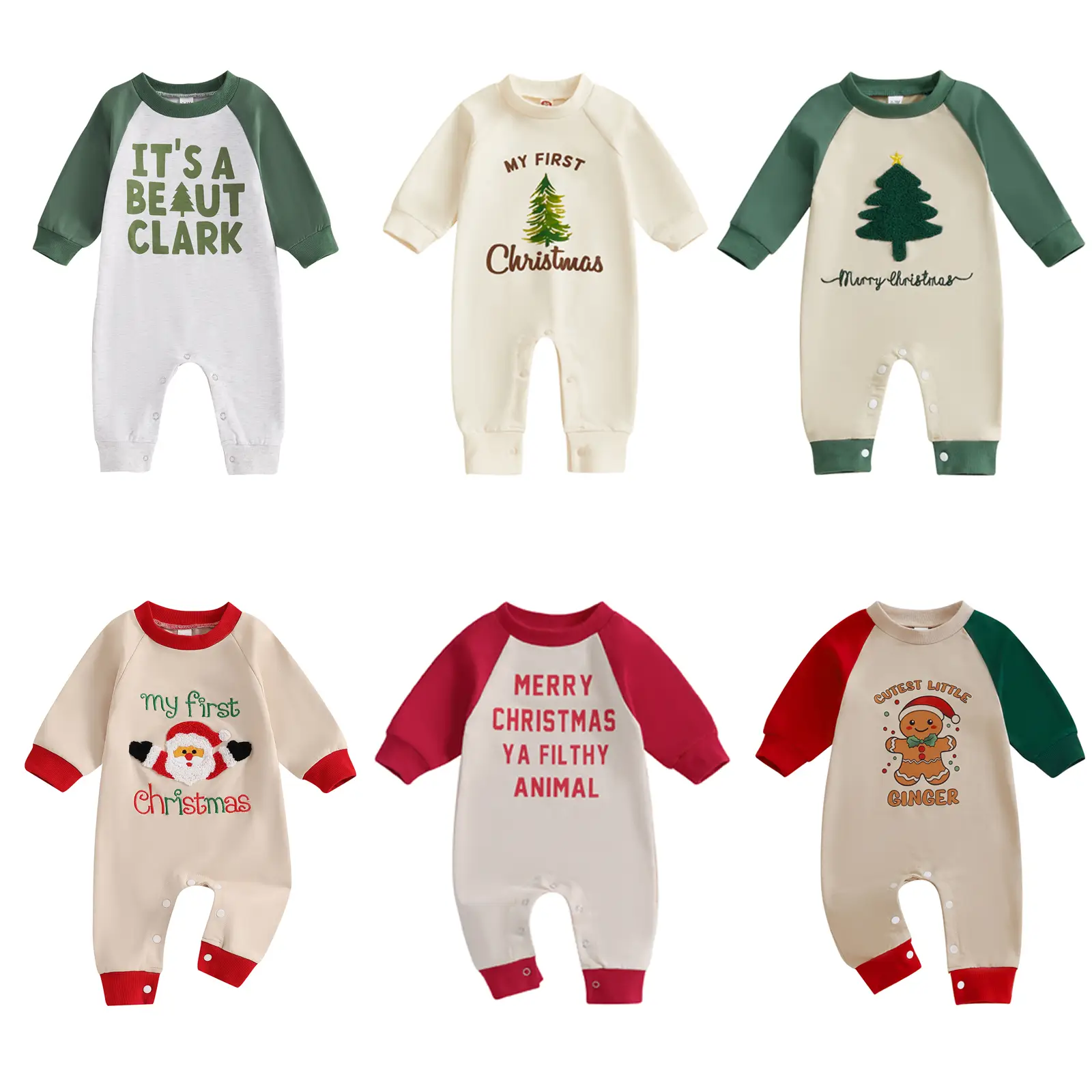 My First Christmas Baby Boy Girl Outfit Infant Long Sleeve Jumpsuit Newborn Romper Overalls Pants Fall Winter Xmas Clothes