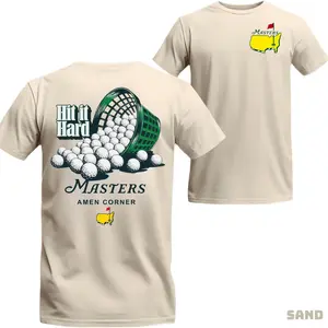 Golf Masters 2026 T Shirt – Hit It Hard Graphic, Amen Corner Augusta Style, Funny Golfer Gift, Unisex Golf Lover Tee, Menswear Graphic Tee, Gift For Women For Men, Unisex Casual Graphic T-Shirts