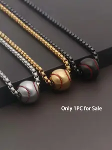 Baseball Design Pendant Necklace, Statement Necklace for Men & Women, Stainless Steel Jewelry for Party, Daily Clothing Decor, Trendy All-match & Exquisite Jewelry for Birthday Gift