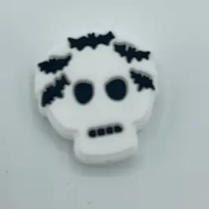 Skull Halloween bats silicone focal bead spooky