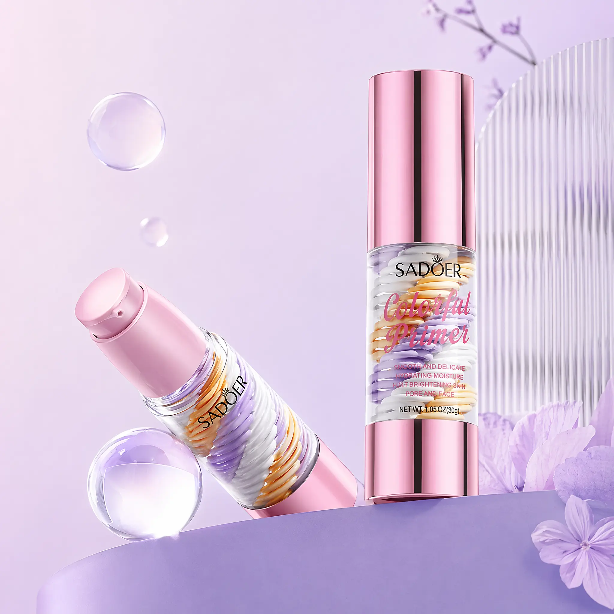 2PCS  3-in-1 Tone Correcting Primer, Hyaluronic Acid Infused Hydrating Base, Silky Soft Brightening Isolation Cream, Ideal for Daily Facial & Body Hydrating Makeup