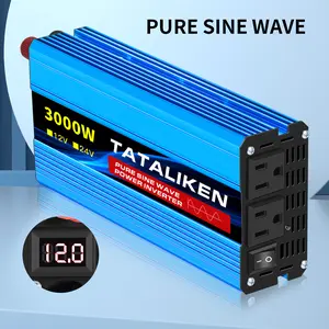 TATALIKEN Pure Sine Wave Inverter 3000W DC 12V to AC 110V for Camping Mobile Phone Computer Overload Protection Essential Power Source