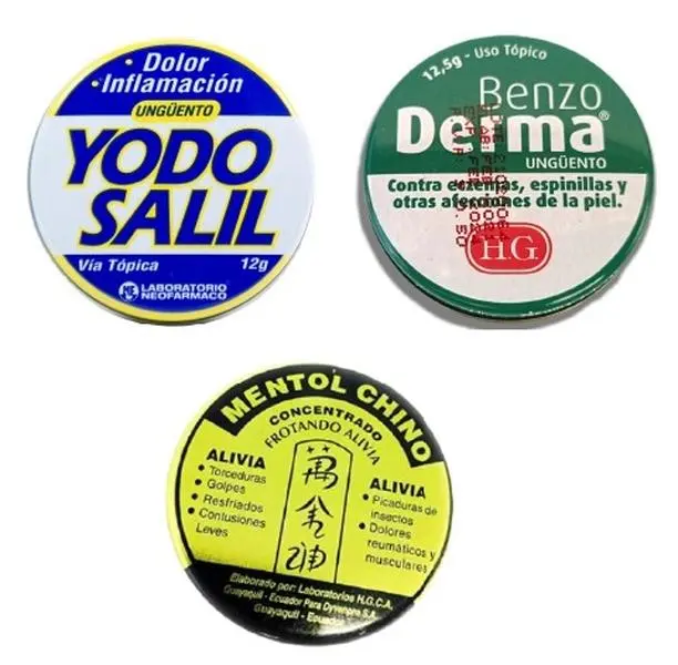 MENTOL CHINO - YODOSALIL - BENZODERMA - FROTANDO CREAMS - POR UNIDAD - ECUADOR