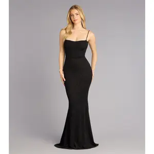 Gwendolyn Glitter Knit Bow-Back Mermaid Dress