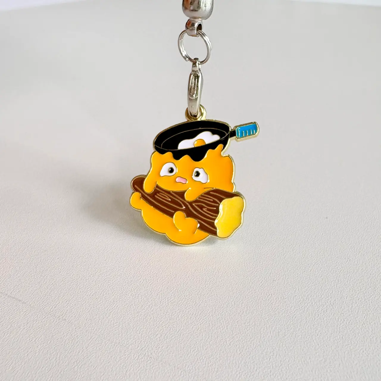 Cute Metal Enamel Phone Charm Fire on a log Cellphone accessories