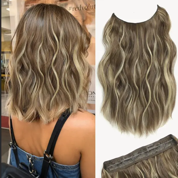 12inch Hair Extension Wavy Clip In Hair Extensions Invisible Wire Synthetic Hair Pieces For Women Daily Wear