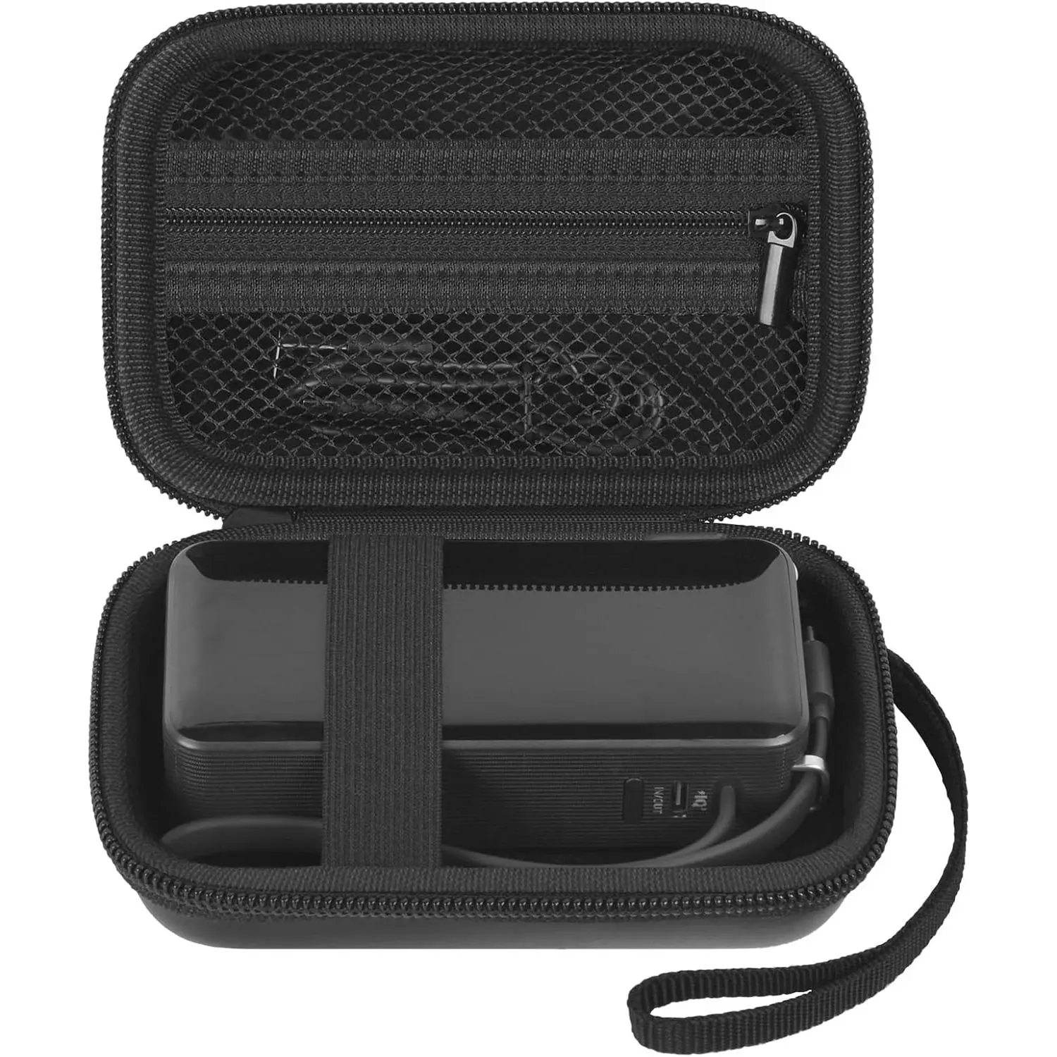 Travel Case Compatible with  3-in-1 Portable for iPhone Charger, 10,000mAh Power Bank, Storage Bag for  Charging Station with Accessories Mesh Pocket (Box Only)-Black