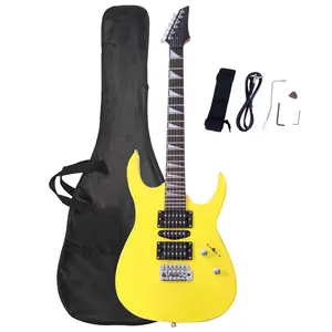 170 Series Electric Guitar Yellow HSH Pickup Tremolo Bridge 5-Way Switch 24 Frets Rosewood Fingerboard Basswood Body Maple Neck Beginner Friendly