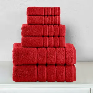Elegant Comfort 6-Piece Turkish Cotton Towel Set - 4 Lines Stripe Design, Ultra Soft, Includes 2 Bath Towels, 2 Hand Towels & 2 Washcloths
