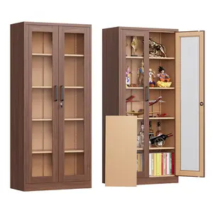 Yizosh Display Cabinet: Glass Doors, 4 Adjustable Shelves, Locking Case. Ideal for Home, Office, or Clinic. Assembly Required.