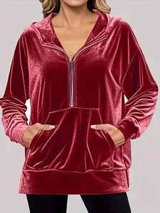 Women's Hooded Sweatshirt Long Sleeve Fashion Korean Fleece Top, Loose-Fitting Casual Wear, All Seasons Solid Style