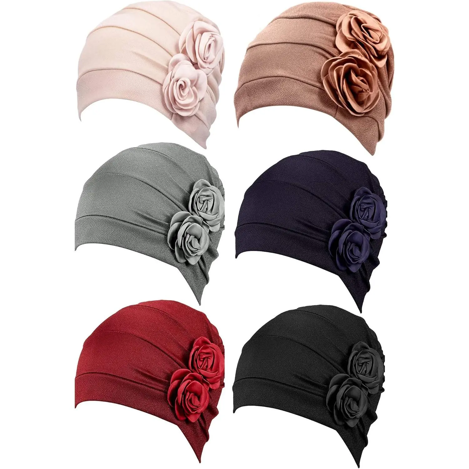 6 Pieces Women Headwrap Turban Chemo Cancer Headwear African Headwrap Hair Pre-Tied Turbans Fashion Head Covering