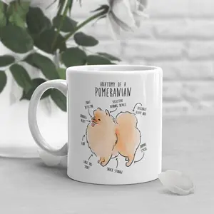 Pomeranian Coffee Mug, Cute Pom Gift, Dog Lover, Funny Gift for Her, Him, Birthday, Red Orange Pomeranian, Pet Mug Dog Mom Dad, Anatomy