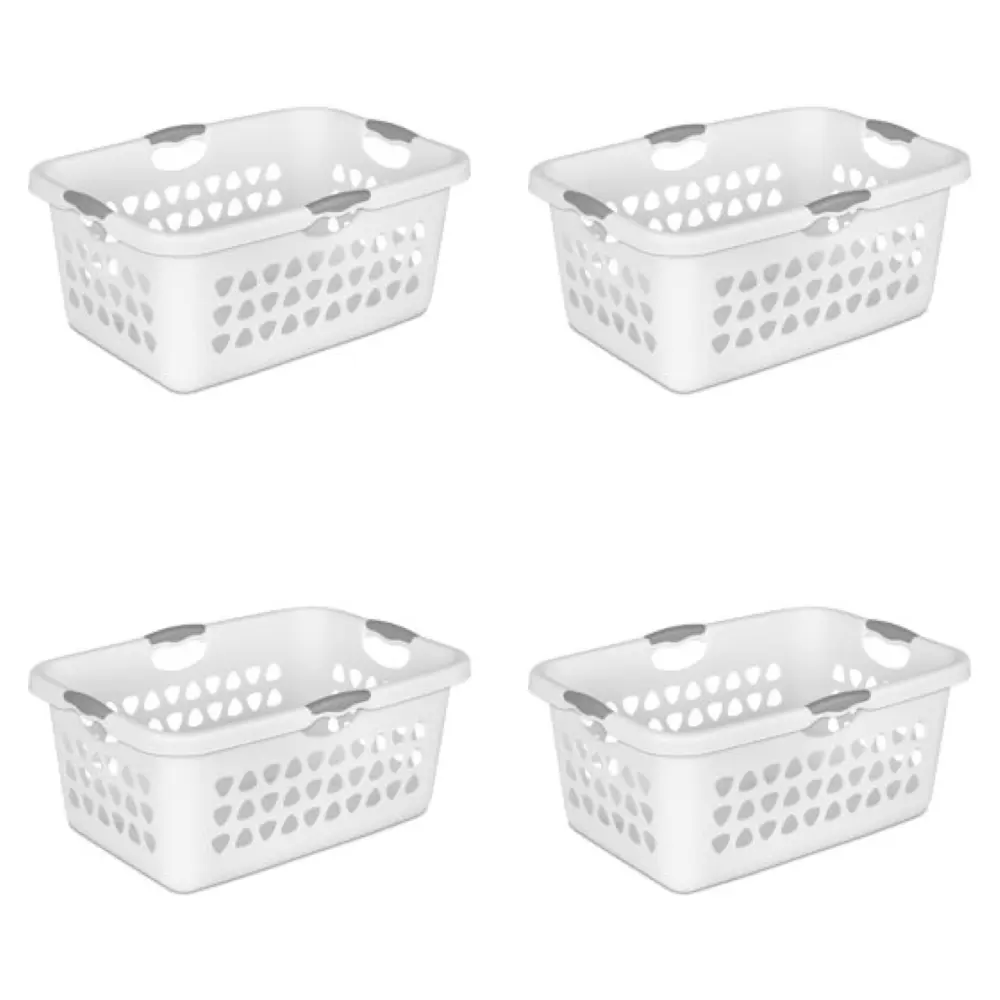 Sterilite 2 Bushel Ultra Laundry Basket Plastic Set of 4, White, Set of 4, Ideal for Laundry Storage
