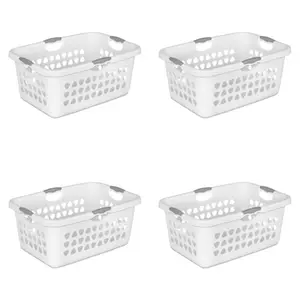 Sterilite 2 Bushel Ultra Laundry Basket Plastic Set of 4, White, Set of 4, Ideal for Laundry Storage