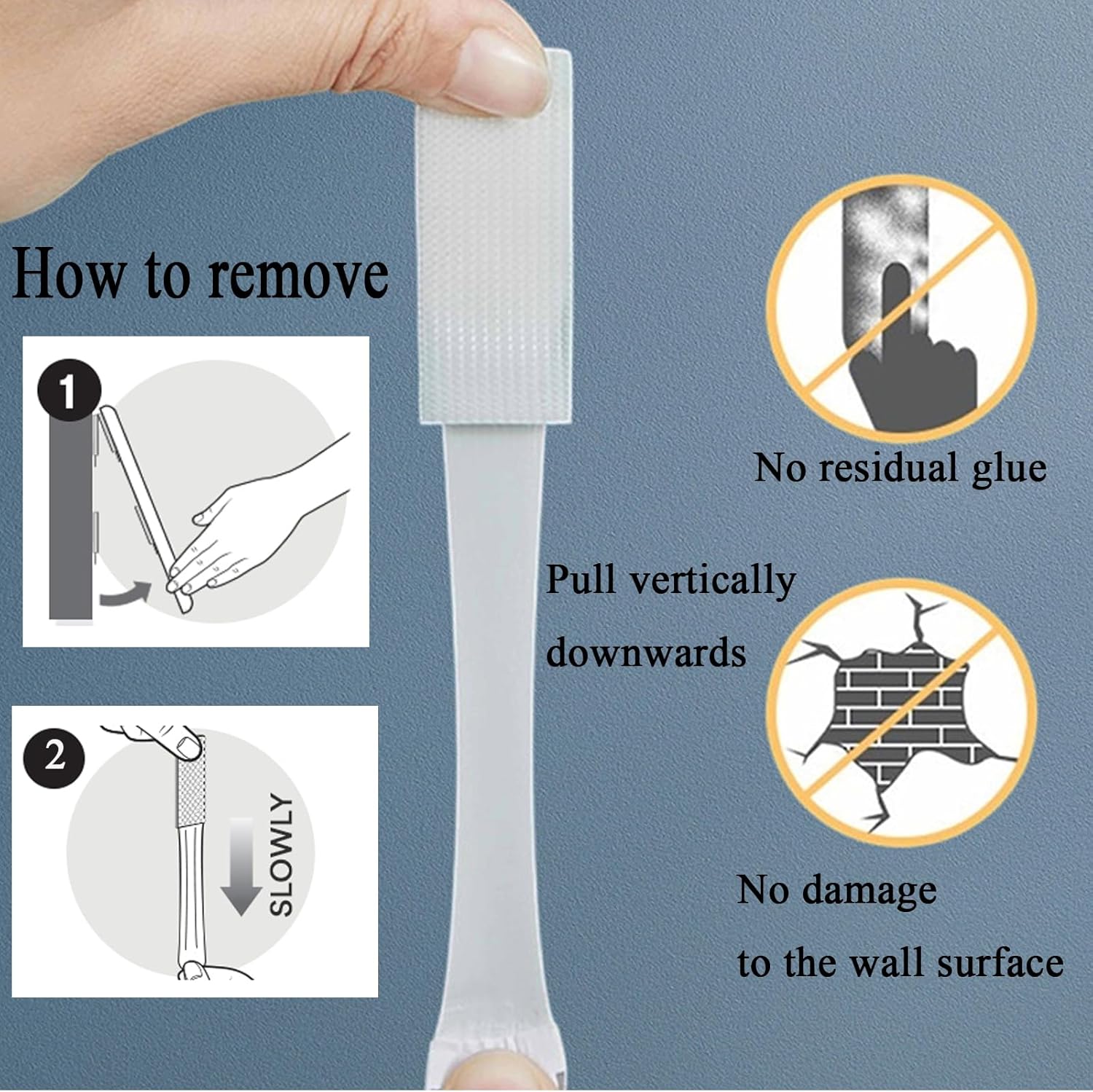 Removable Picture Hanging Strips Nail-Free Double Sided Adhesive Strips No Damage Wall Mount for Frames Hook & Loop All-in-one Heavy Duty