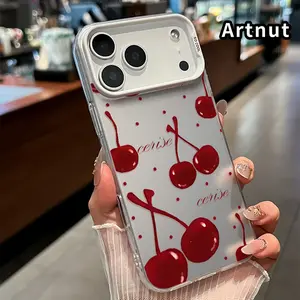 Red Cherry Pattern Phone Case for iPhone 17 Pro Max 16 Plus 15 14 13 12 11 Air E Shockproof Non Slip Military-Grade Protection slim Cover