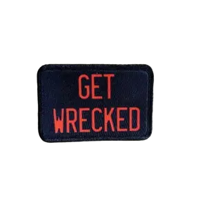 Get wrecked 2"x3" morale patch with hook and loop backing
