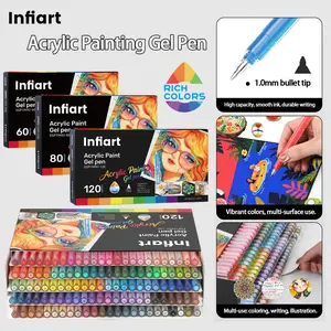 Acrylic Painting Gel Pens Set, 60 & 80 & 120 Colors, Ultra Large Capacity, 1mm Bullet Tip, Ideal for Artists & Beginners, Perfect Gift Box
