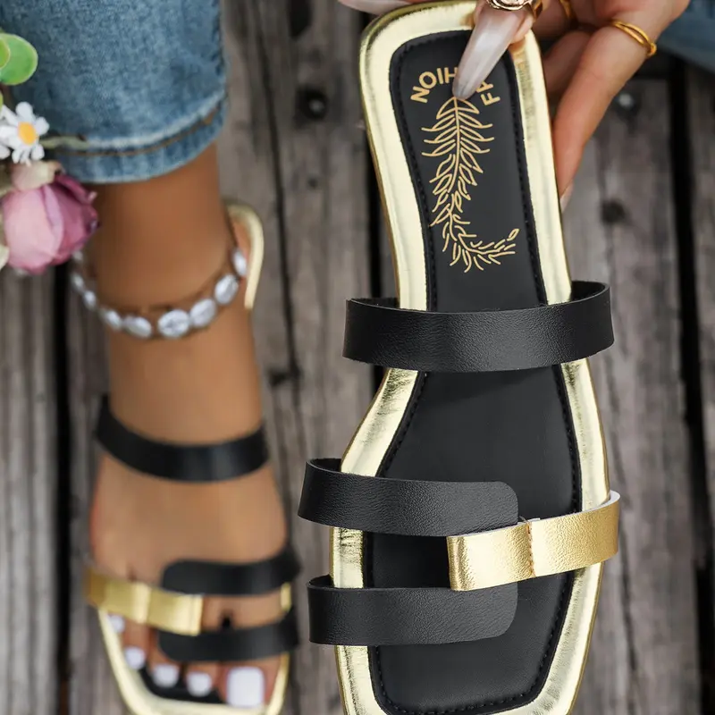 Women's Three-Strap Sandals, High-End Soft Lightweight Sole Sandals, PU Leather Casual Beach Sandals for Outdoor