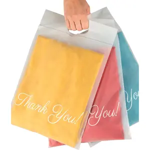 Frosted T Shirt Bags 10x13, 100 Shipping Bags for Clothes, Thank You Bags, Package Bags, Bags for Small Business, Shipping Bags with Handle