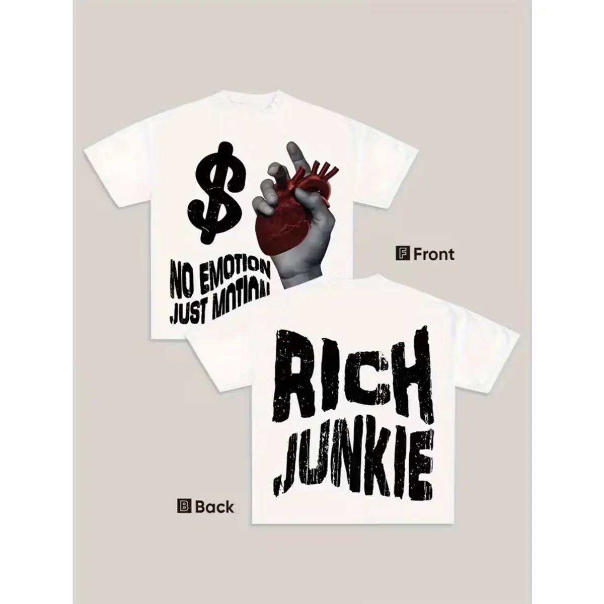 No Emotion, solely Action... Double-Sided Printed Fashion Men'S T-Shirt, Perfect As Gift for Friends And Family, Round-Neck Shirt