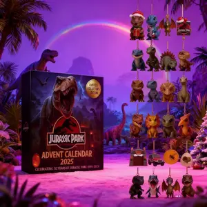 Jurassic Park Dinosaur Christmas Ornaments Set, 2D Flat Tree Decorations, Garden Decoration, Hangings, Perfect Gift for Kids, 24 Pieces