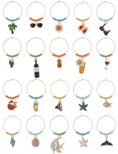 20pcs Wine Glass Charms Marine Charms Wine Tag,Drink Marker Beach Wine Glass Marker Wine Glass Ring For Wedding Birthday Christmas Halloween Thanksgiving Party,Wine Lover Gift New Home Gifts Ornaments Decor 24 christmas tags