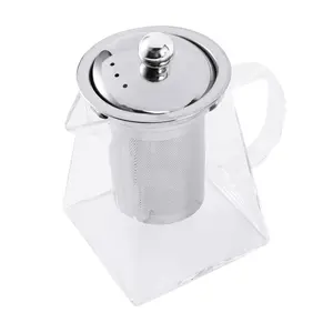 Square Glass Teapot with Infuser, 550 Ml Borosilicate Tea Pot with Strainer, Clear Leaf Tea Pots for Loose Tea