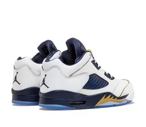 Premium White Leather Sports Collectible Shoes with Navy and Gold Accents – Highly Sought-After Grail Item