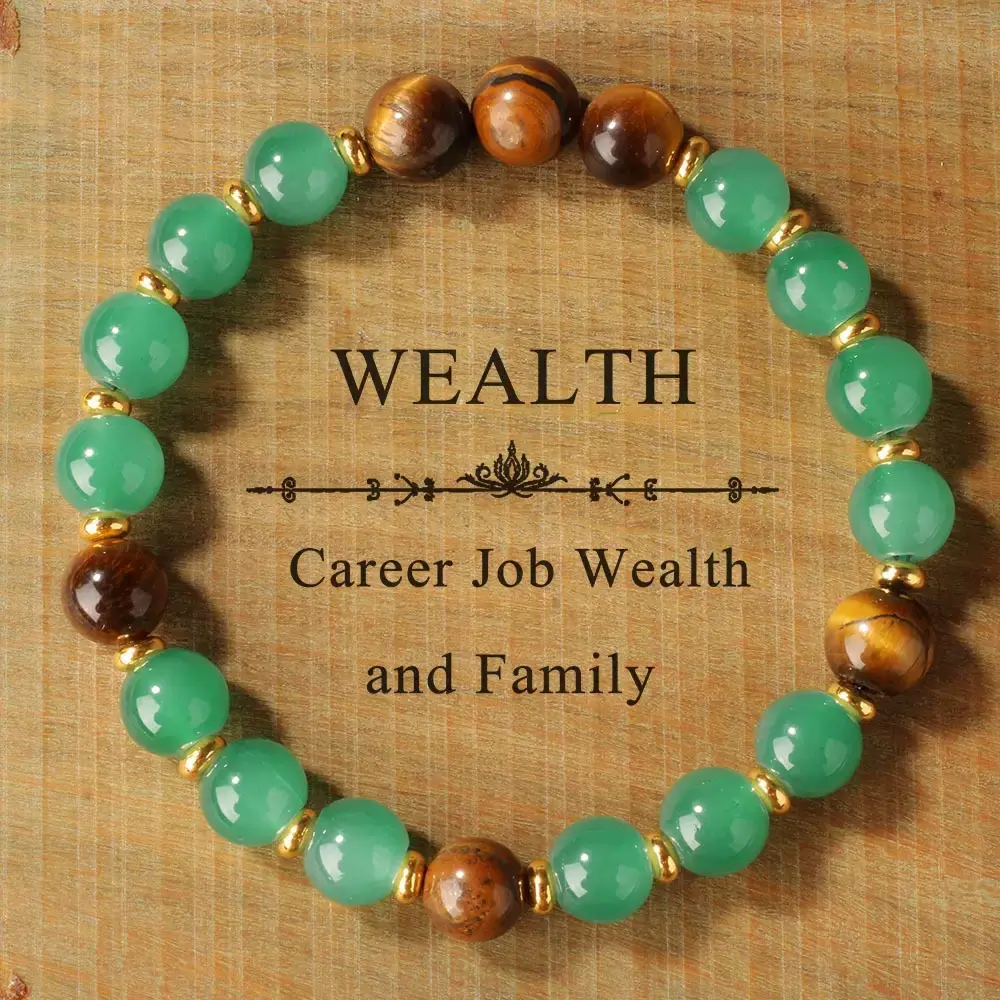 Money Attraction Bracelet Aesthetic with Green Aventurine & Tiger Eye Fashoion Accessories Blue Friendship Bracelets Protection Encouragement Beaded Bracelets