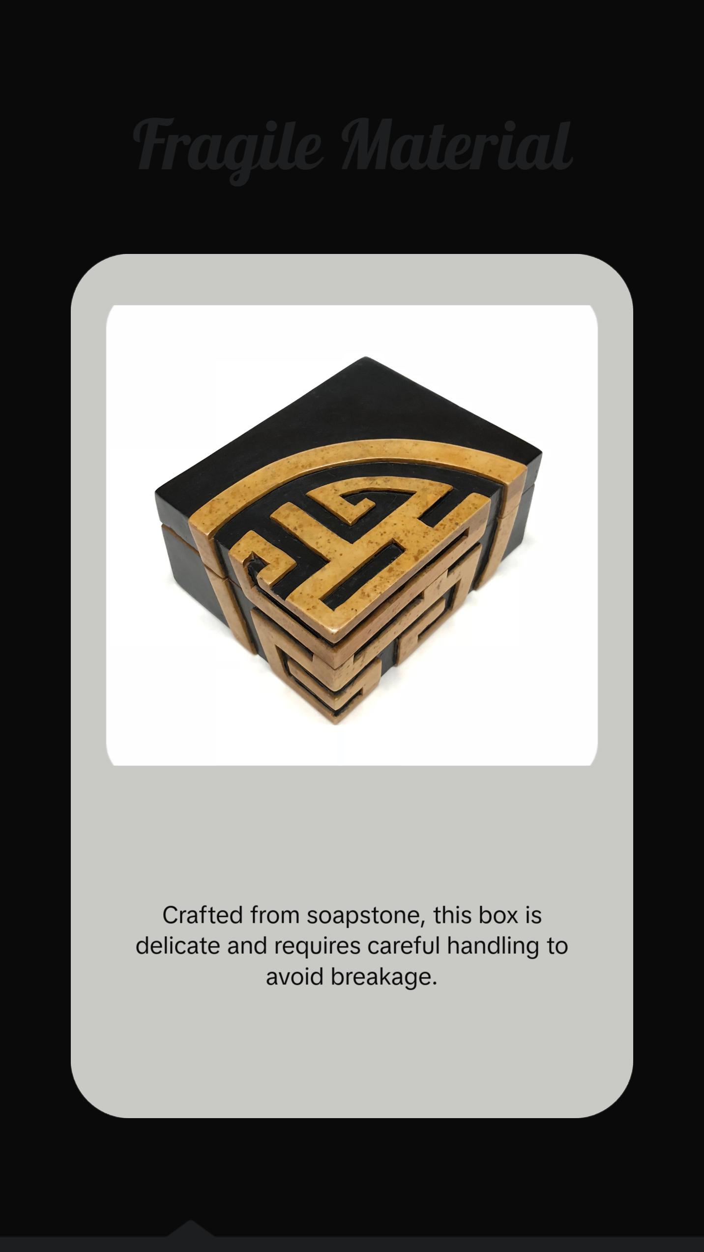 Long Life Small Rectangle Soapstone Trinket Decor Box