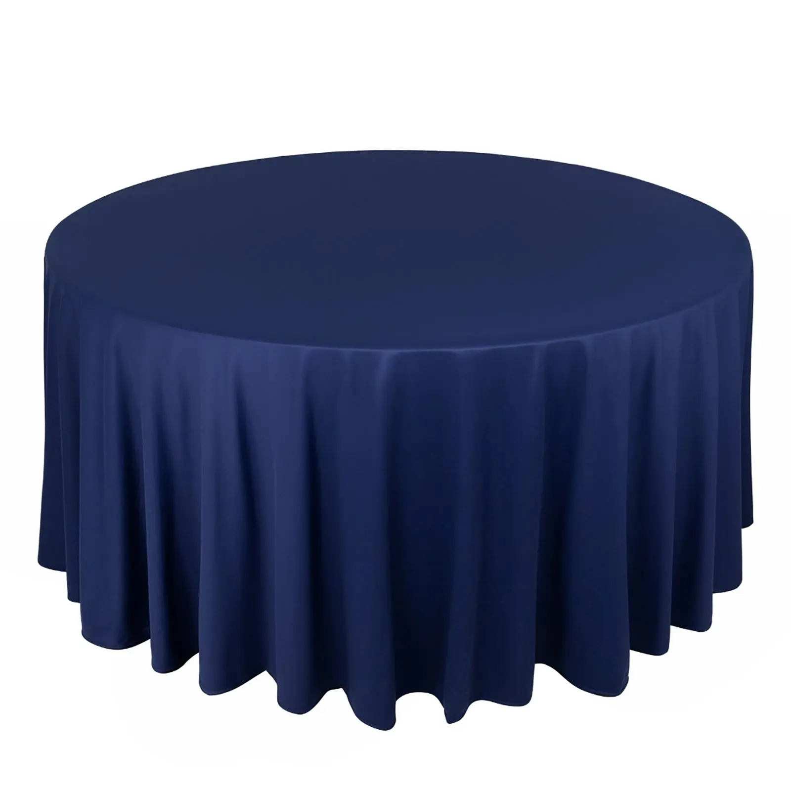 Durable Round Scuba Tablecloth, 120" Navy Blue Party Table Cover - Wrinkle-Free, Stain-Resistant, Seamless Outdoor Furniture Tablecloth, Durable Tablecloths