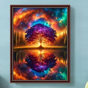 Tree Pattern DIY Diamond Art Painting Without Frame, DIY 5D Diamond Arts Painting Kit, Wall Art Decor For Home Living Room Bedroom