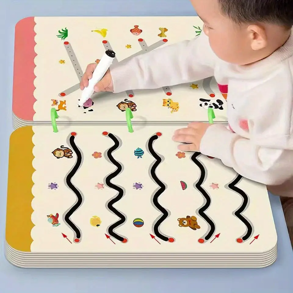 Children's Magic Tracing Paper Workbook - 96 Pages, Thick Lines, Drawing & Control Exercises, All-Seasons Educational Arts & Crafts Toy, 3-6Years Daily Learning Tool
