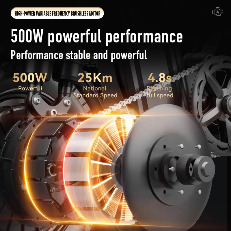 Electric Folding Bicycle 500W Motor 14-Inch Tires 48V 15Ah Battery 30-Mile Range Certified Shock Absorption Smart Urban Bike 1000W Peak Power 100KM Range Foldable with 16-Level Shock Absorption System Commuter Ebike Suspension Ebike - Brakes