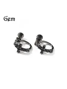 Classic hip-hop minimalist men's earrings, unique black spiral clasp cross earrings, zirconia earrings