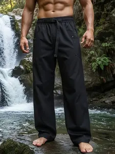 Unisex Outdoor Casual Pants, Mountain Style, Slight Waterproof Windproof Straight Leg, Adjustable Cuffs, Hiking Camping Trekking