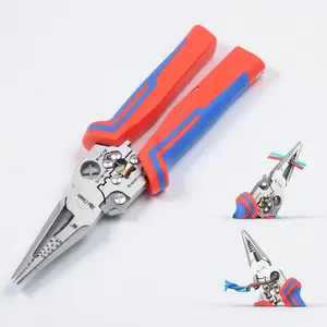 8-in-1 Multi-Purpose Wire Stripper Tool with Voltage Test Manual Cutting Crimping Stripping Pliers for AWG 18-4.0mm² Cables Compact Portable Hand Tool for Household Repair