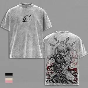 Minato Namikaze Naruto Anime Graphic Tee Vintage Washed Shirt Unisex Streetwear Hidden Leaf Symbol Anime Shirt Fourth Hokage Kunai Tee Naruto Anime Clothing Gift for Fans KQC