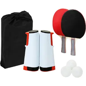 Ping Pong Net Table Tennis - Win SPORTS Paddle Set with Retractable Net,Play Anywhere Ping Pong Net for Any Table,2 Table Tennis Paddle& Rackets,3 Balls,Storage Case,Set with Retractable Table Tennis Net