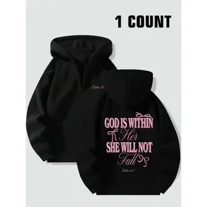 Women's Letter Print Hoodie, Casual Long Sleeve Hooded Sweatshirt for Spring, Ladies Clothes for Daily Wear, Tops