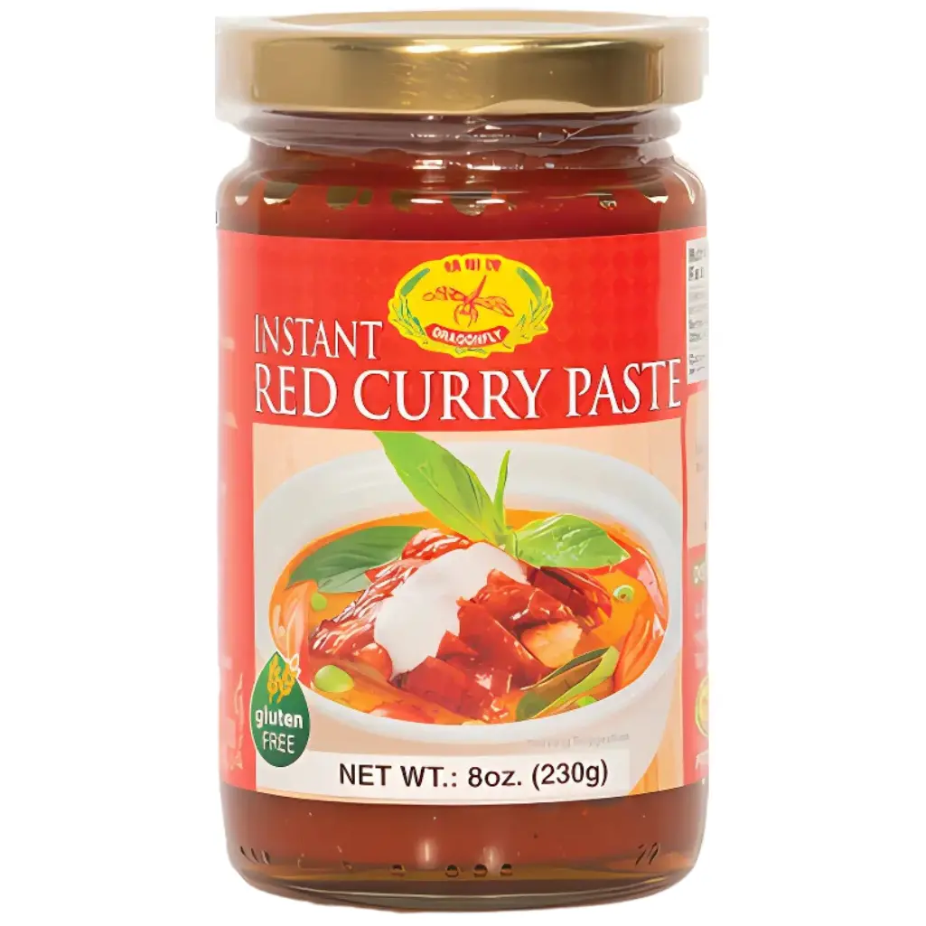 Dragonfly Red Curry Paste, 8oz Traditional Rich-Flavor Spice Paste, Ambient-Storable Cooking Staple for Kitchen Use