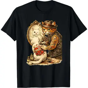 Inked Tattoo Cat Funny Vintage Smoking Kitty Artist Meme T-Shirt