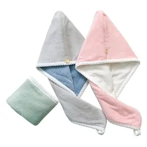 (Double-layer) 3-piece set, thickened super absorbent coral fleece, quick-drying, super absorbent, soft hair towel, suitable for curly and damaged hair, a must-have for bathroom, home, travel, and fitness.