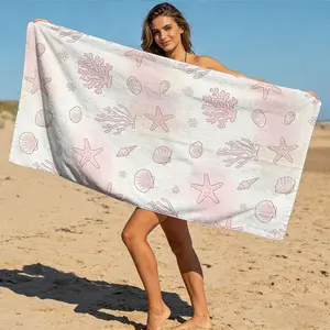 Soft Ocean Life Print Beach Towel, Girls' Island Vacation Essential, Ultra-Soft Skin-Friendly, Portable for Travel Camping, All Seasons Use